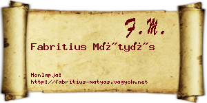 Fabritius Mátyás névjegykártya
